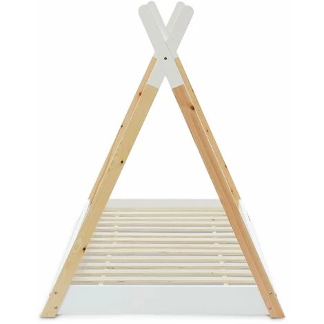 ALICE'S HOME Lit Tipi En Bois Massif. Pin Naturel Blanc - Sommier Inclus. 90x190cm - Tobias - Blanc 3 ALICE'S HOME Lit Tipi En Bois Massif. Pin Naturel Blanc - Sommier Inclus. 90x190cm - Tobias - Blanc – Image 3