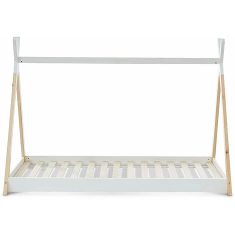 ALICE'S HOME Lit Tipi En Bois Massif. Pin Naturel Blanc - Sommier Inclus. 90x190cm - Tobias - Blanc 4 ALICE'S HOME Lit Tipi En Bois Massif. Pin Naturel Blanc - Sommier Inclus. 90x190cm - Tobias - Blanc – Image 4