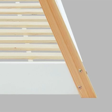 ALICE'S HOME Lit Tipi En Bois Massif. Pin Naturel Blanc - Sommier Inclus. 90x190cm - Tobias - Blanc 5 ALICE'S HOME Lit Tipi En Bois Massif. Pin Naturel Blanc - Sommier Inclus. 90x190cm - Tobias - Blanc – Image 5