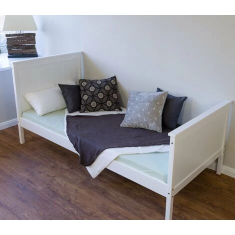 DéCOSHOP26 Lit 1 Personne Simple Avec Sommier à Lattes 90x200cm En Bois Blanc - Blante 5 DéCOSHOP26 Lit 1 Personne Simple Avec Sommier à Lattes 90x200cm En Bois Blanc - Blante – Image 5