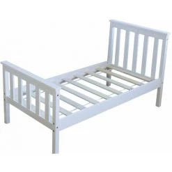 DéCOSHOP26 Lit Pour Enfant 70x140cm Avec Sommier à Lattes En Bois Blanc - Blante