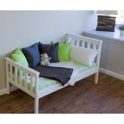 DéCOSHOP26 Lit Pour Enfant 70x140cm Avec Sommier à Lattes En Bois Blanc - Blante -Lit enfant Soldes Boutique 4482579 4