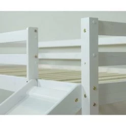 DéCOSHOP26 Lit Mezzanine 90x200cm Avec échelle Toboggan En Bois Blanc Et Toile Noir Pirate Incluse - Noir -Lit enfant Soldes Boutique 4503417 5