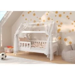 BIM FURNITURE Lit Enfant Cottage HUT 160x80 Pin Blanc Mat -Lit enfant Soldes Boutique 45805932 4