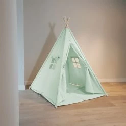 SUNNY Alba Tente Tipi Pour Enfants En Vert | Tente De Jeu Avec Tapis Pour L'intérieur / Chambre | 120x120 Cm - Vert 9 SUNNY Alba Tente Tipi Pour Enfants En Vert | Tente De Jeu Avec Tapis Pour L'intérieur / Chambre | 120x120 Cm - Vert -Lit enfant Soldes Boutique 45962889 5