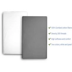 DORMALIT Drap Housse 100% Coton 70x160, Lot 2 Drap Blanc Et Gris, Matelas Lit Enfant -Lit enfant Soldes Boutique 46191719 4