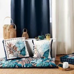 DOUCEUR D'INTÉRIEUR Matelas De Sol 60x120 Cm Métallisé Alianor Coton - Bleu -Lit enfant Soldes Boutique 46259646 3