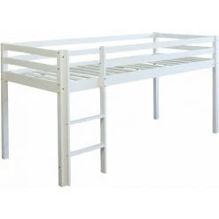 DéCOSHOP26 Lit Mezzanine 90x200cm Avec échelle En Bois Blanc Toile Et Tunnel Bleu - Bleu -Lit enfant Soldes Boutique 4635346 3