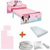 BEBEGAVROCHE Pack Complet Premium Lit Bois Et Metal Minnie= Lit+Matelas & Parure+Couette+Oreiller - Rose