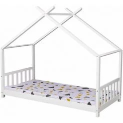 HAPPY GARDEN Lit Cabane Pour Enfant 190x90cm Blanc GASPARD -Lit enfant Soldes Boutique 47558501 3