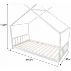 HAPPY GARDEN Lit Cabane Pour Enfant 190x90cm Blanc GASPARD -Lit enfant Soldes Boutique 47558501 5