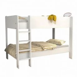 WEBER INDUSTRIES Lit Superposé - 90 X 190 Cm - Décor Blanc - Sommiers Inclus - HOPE