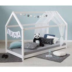PEGANE Lit D'enfant En Bois Coloris Blanc - Dim : 90 X 200cm -Lit enfant Soldes Boutique 48568854 3