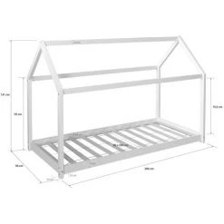 PEGANE Lit D'enfant En Bois Coloris Blanc - Dim : 90 X 200cm -Lit enfant Soldes Boutique 48568854 4