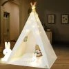 FREOSEN Tente De Jeu Tipi Avec Guirlande Tente Grande Intérieure Extérieure Blanc Toile Indian Teepee Portable Tente Maison