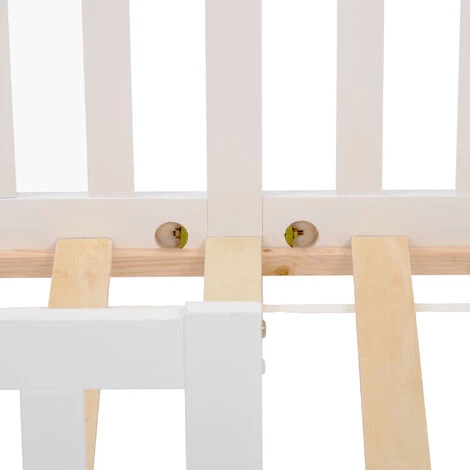 JN.SONGS Lit Enfant Cabane Bois Massif Avec Sommier à Lattes Et Clôture, Protection Anti-chute 90x200 Cm Blanc 5 JN.SONGS Lit Enfant Cabane Bois Massif Avec Sommier à Lattes Et Clôture, Protection Anti-chute 90x200 Cm Blanc – Image 5