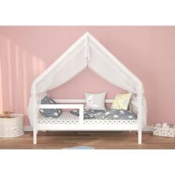 BB-LOISIR Lit Cabane PEAK Lit Bébé Et Enfant Type Maison 160x80cm Blanc Mat -Lit enfant Soldes Boutique 50998785 3