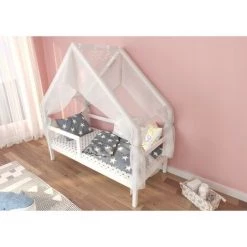 BB-LOISIR Lit Cabane PEAK Lit Bébé Et Enfant Type Maison 160x80cm Blanc Mat -Lit enfant Soldes Boutique 50998785 4