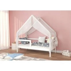 BB-LOISIR Lit Cabane PEAK Lit Bébé Et Enfant Type Maison 160x80cm Blanc Mat -Lit enfant Soldes Boutique 50998785 5