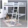 LE QUAI DES AFFAIRES Lit Mezzanine STUDIO 90x200 + 1 Sommier + Bureau / Blanc/ L209xP151xH195