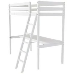 LE QUAI DES AFFAIRES Lit Mezzanine STUDIO 90x200 + 1 Sommier + Bureau / Blanc/ L209xP151xH195 -Lit enfant Soldes Boutique 51013281 3