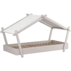 TERRE DE NUIT Lit Enfant Cabane 90x200 En Bois Gris Clair - LI170 - Gris -Lit enfant Soldes Boutique 51210491 3