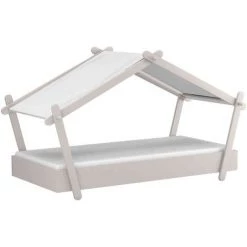 TERRE DE NUIT Lit Enfant Cabane 90x200 En Bois Gris Clair - LI170 - Gris -Lit enfant Soldes Boutique 51210491 4