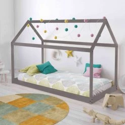 TERRE DE NUIT Lit Cabane Enfant En Bois Naturel 90x200 - LT14004 - Bois Clair -Lit enfant Soldes Boutique 51210585 4