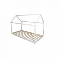 TERRE DE NUIT Lit Cabane Enfant En Bois Blanc 90x190 - LT14004 - Blanc