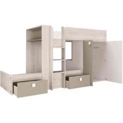 TERRE DE NUIT Lit Superposé Enfant En Bois Chêne Grisé Et Argile 90x190 - LT9012 - Gris -Lit enfant Soldes Boutique 51211681 4