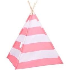 YOUTHUP Tente Tipi D'enfants Et Sac Peau De Pêche Rayures 120x120x150cm - Rose -Lit enfant Soldes Boutique 51887110 4