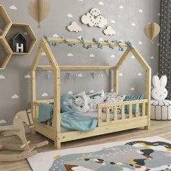 Lit Cabane "Wiki" 70x140cm Nature VitaliSpa -Lit enfant Soldes Boutique 52050841 4