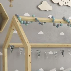 Lit Cabane "Wiki" 70x140cm Nature VitaliSpa -Lit enfant Soldes Boutique 52050841 5