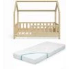 Lit Cabane „Wiki" 70x140cm Nature Avec Matelas VitaliSpa