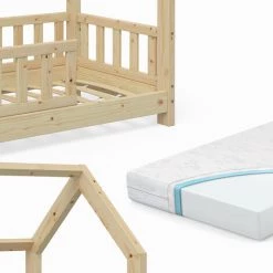 Lit Cabane „Wiki" 70x140cm Nature Avec Matelas VitaliSpa -Lit enfant Soldes Boutique 52050910 5