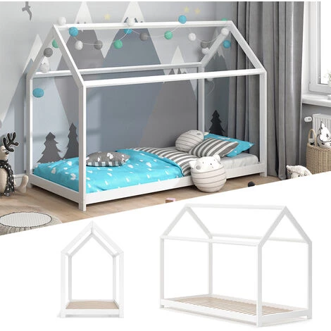 Lit Cabane „Wiki“ 90x200cm Blanc VitaliSpa 2 Lit Cabane „Wiki“ 90x200cm Blanc VitaliSpa – Image 2