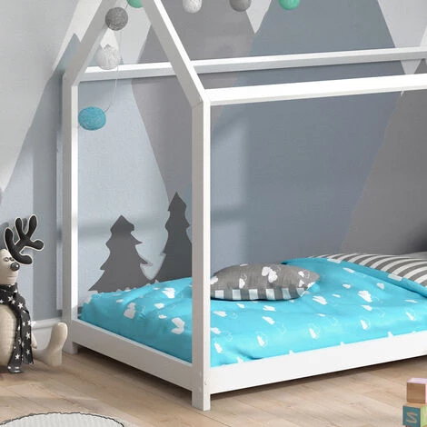 Lit Cabane „Wiki“ 90x200cm Blanc VitaliSpa 5 Lit Cabane „Wiki“ 90x200cm Blanc VitaliSpa – Image 5