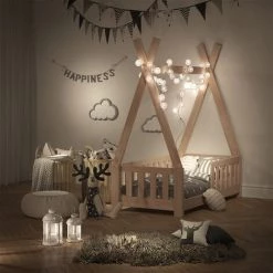 Lit Pour Enfant „Tipi" 140x70cm Natur Avec Barrière Anti-chute VitaliSpa -Lit enfant Soldes Boutique 52051198 4
