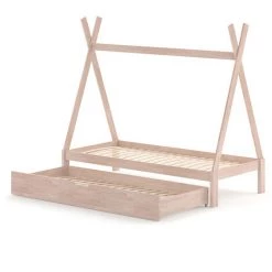 Lit Pour Enfant „Tipi" 200x90cm Naturel Avec Tiroir De Lit VitaliSpa