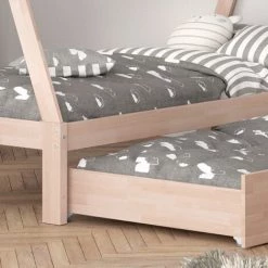 Lit Pour Enfant „Tipi" 200x90cm Naturel Avec Tiroir De Lit VitaliSpa -Lit enfant Soldes Boutique 52051202 5