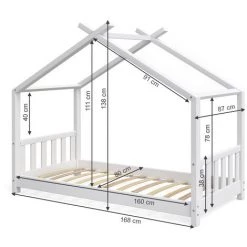 Lit Cabane „Design“ 160x80cm Blanc VitaliSpa -Lit enfant Soldes Boutique 52051819 3