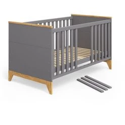 Lit Pour Bébé „Malia“ 70x140cm Anthracite/Naturel VitaliSpa