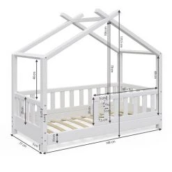 Lit Cabane „Design“ 70x140cm Blanc VitaliSpa -Lit enfant Soldes Boutique 52052486 3