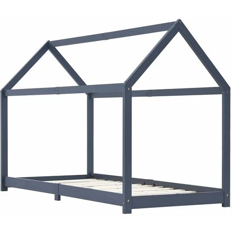 Topdeal Cadre De Lit D'enfant Gris Bois De Pin Massif 70x140 Cm 2 Topdeal Cadre De Lit D'enfant Gris Bois De Pin Massif 70x140 Cm – Image 2