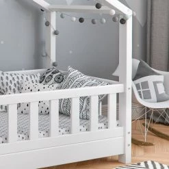 Lit Cabane „Design“ 140x70cm Blanc Avec Matelas VitaliSpa -Lit enfant Soldes Boutique 52444671 5