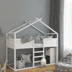 Lit Mezzanine „Merlin“ 200x90cm Blanc Avec Matelas VitaliSpa -Lit enfant Soldes Boutique 52444676 4