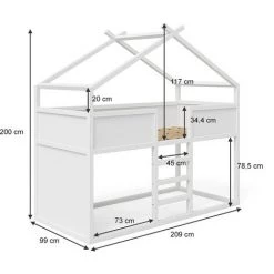 Lit Mezzanne „Merlin“ 200x90cm Blanc Avec Aire De Jeux VitaliSpa -Lit enfant Soldes Boutique 52444681 3
