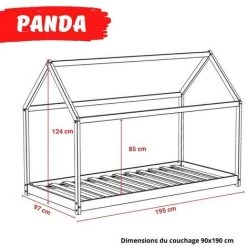 LE QUAI DES AFFAIRES Lit Cabane PANDA 90x190 + 1 Sommier + Barrière /Blanc/ 195x97x134 -Lit enfant Soldes Boutique 52508211 4