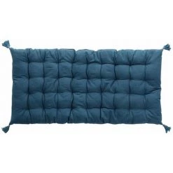 DOUCEUR D'INTÉRIEUR Matelas De Sol 60x120 Cm Pompons Uni Pacifique Turquoise Coton - Bleu