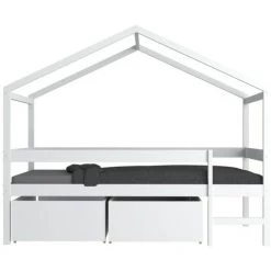 LE QUAI DES AFFAIRES Lit Cabane MIKA 90x190 + Sommier + 2 Tiroirs / Blanc/ 199x95x165 6 LE QUAI DES AFFAIRES Lit Cabane MIKA 90x190 + Sommier + 2 Tiroirs / Blanc/ 199x95x165 -Lit enfant Soldes Boutique 53361993 3